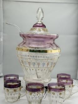 Antique Bohemian Punch Bowl Set