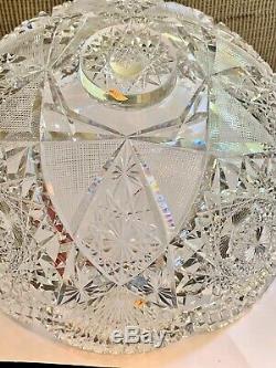 Antique Brilliant Cut Glass Crystal Punch Bowl, Pedestal Stand, flaws, CLEARANCE