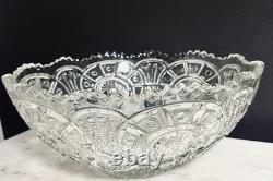 Antique Broken Arches Punch Bowl with Origi. Pedestal EAPG Adams c1890 12 Gothic