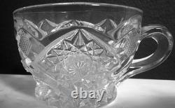 Antique Broken Arches Punch Bowl with Origi. Pedestal EAPG Adams c1890 12 Gothic