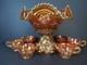 Antique Carnival Glass Punch Bowl Set Imperial Marigold Iridescent 1915-20