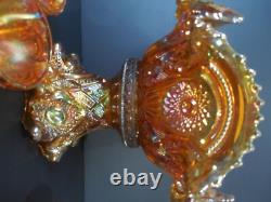 Antique Carnival Glass Punch Bowl Set Imperial Marigold Iridescent 1915-20