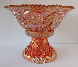 Antique Carnival Glass Punch Bowl with Pedestal Imperial Glass of Ohio
