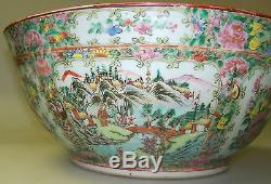 Antique Chinese Rose Medallion Punch Bowl Very Large Beautiful-unique