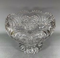 Antique Clear Glass Imperial Zippered Heart Huge PUNCH BOWL