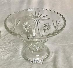 Antique Crystal Punch Bowl Set Includes Base And 12 Glasses