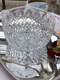 Antique Cut Crystal Punch Bowl or Centerpiece Bowl 12 cups & ladle