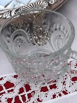 Antique Cut Crystal Punch Bowl or Centerpiece Bowl 12 cups & ladle