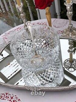 Antique Cut Crystal Punch Bowl or Centerpiece Bowl 12 cups & ladle