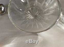 Antique Cut Glass Punch Bowl Sterling Handled Lid lidded with serving ladle