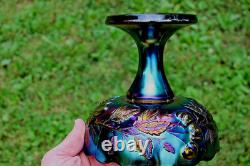 Antique Dugan Many Fruits Carnival Glass Punch Top And Base Electric Purple Antique Dugan Many Fruits Carnival Glass Punch Top And Base Electric Purple