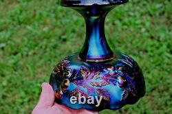 Antique Dugan Many Fruits Carnival Glass Punch Top And Base Electric Purple Antique Dugan Many Fruits Carnival Glass Punch Top And Base Electric Purple