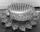 Antique Duncan & Miller Mardi Gras Punch Bowl with10 Cups 14 Wide MINT