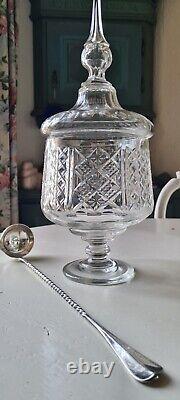 Antique Dutch crystal Bowl with long silverplate spoon, for fruit or Punch