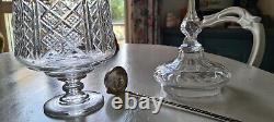 Antique Dutch crystal Bowl with long silverplate spoon, for fruit or Punch