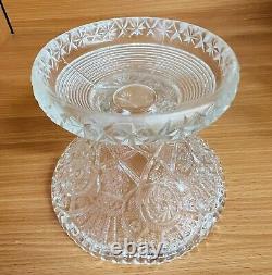 Antique EAPG 1900's IMPERIAL GLASS Broken Arches Punch Bowl With Stand & 6 Cups