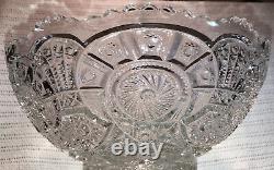 Antique EAPG 1910 Imperial Glass Clear Broken Arches Punch Bowl Stand Set 6 Cups