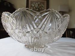 Antique EAPG Cambridge RADIUM Star File Scalloped 15 1/2 Punch Bowl & Stand