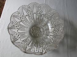 Antique EAPG Cambridge RADIUM Star File Scalloped 15 1/2 Punch Bowl & Stand