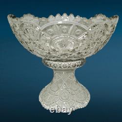 Antique EAPG Imperial Glass Ohio Broken Arches Punch Bowl & Pedestal Centerpiece