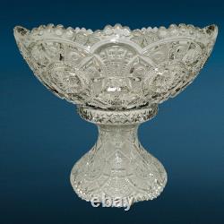Antique EAPG Imperial Glass Ohio Broken Arches Punch Bowl & Pedestal Centerpiece