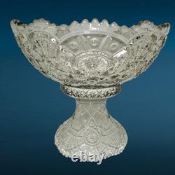 Antique EAPG Imperial Glass Ohio Broken Arches Punch Bowl & Pedestal Centerpiece