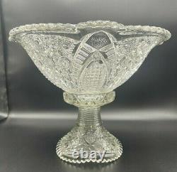 Antique EAPG Imperial Glass Royalty Crown Punch Bowl 6 cups Pedestal w bowl