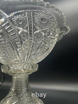 Antique EAPG Imperial Glass Royalty Crown Punch Bowl 6 cups Pedestal w bowl