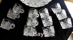 Antique EAPG ROTEC CANE & STAR Punch Bowl & Base. 12 cups MCKEE GLASS CO 1910