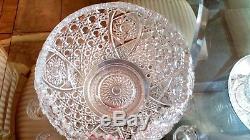 Antique EAPG ROTEC CANE & STAR Punch Bowl & Base. 12 cups MCKEE GLASS CO 1910