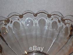Antique EAPG Signed Heisey Elegant Glass Colonial Punch Bowl w Stand Puritan 341