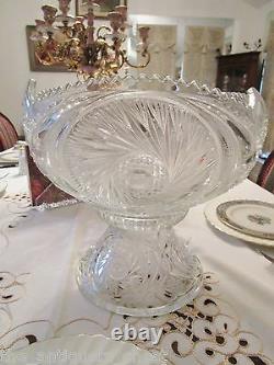 Antique EAPG punch bowl with stand hobstars pattern