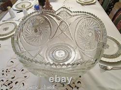 Antique EAPG punch bowl with stand hobstars pattern