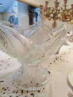 Antique EAPG punch bowl with stand hobstars pattern