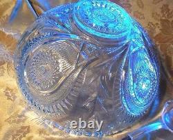 Antique Eapg Glass Punch Bowl 16 Pc 14 Cups Glass Ladle Party Set