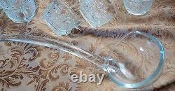 Antique Eapg Glass Punch Bowl 16 Pc 14 Cups Glass Ladle Party Set