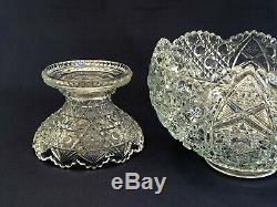 Antique Edwardian McKee Glass Co. Pressed glass punch bowl & base, ROTEC c. 1904