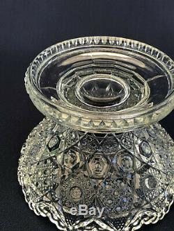 Antique Edwardian McKee Glass Co. Pressed glass punch bowl & base, ROTEC c. 1904