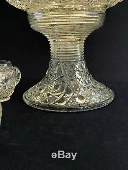 Antique Edwardian McKee Glass pressed glass punch bowl, base & cups ROTEC c. 1904