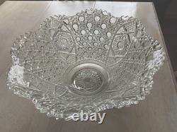 Antique Extra Large 17 Clear Cut Glass Rare Lovely Punch Bowl LOCAL PICKUP ONLY
