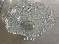 Antique Extra Large 17 Clear Cut Glass Rare Lovely Punch Bowl LOCAL PICKUP ONLY