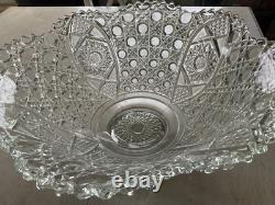 Antique Extra Large 17 Clear Cut Glass Rare Lovely Punch Bowl LOCAL PICKUP ONLY