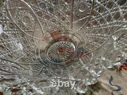Antique Extra Large 17 Clear Cut Glass Rare Lovely Punch Bowl LOCAL PICKUP ONLY