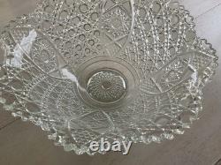 Antique Extra Large 17 Clear Cut Glass Rare Lovely Punch Bowl LOCAL PICKUP ONLY