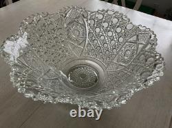 Antique Extra Large 17 Clear Cut Glass Rare Lovely Punch Bowl LOCAL PICKUP ONLY