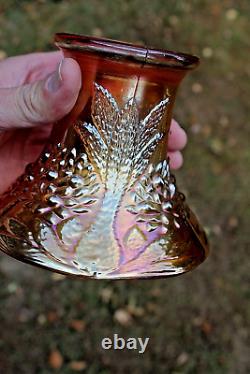 Antique Fenton Orange Tree Carnival Glass Punch Set Marigold