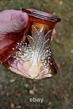 Antique Fenton Orange Tree Carnival Glass Punch Set Marigold