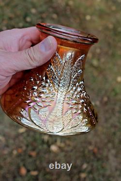 Antique Fenton Orange Tree Carnival Glass Punch Set Marigold