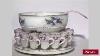 Antique French Victorian White Opaline Punch Bowl Set With