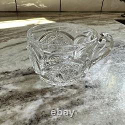 Antique Glass Punch Bowl Set With Glasses